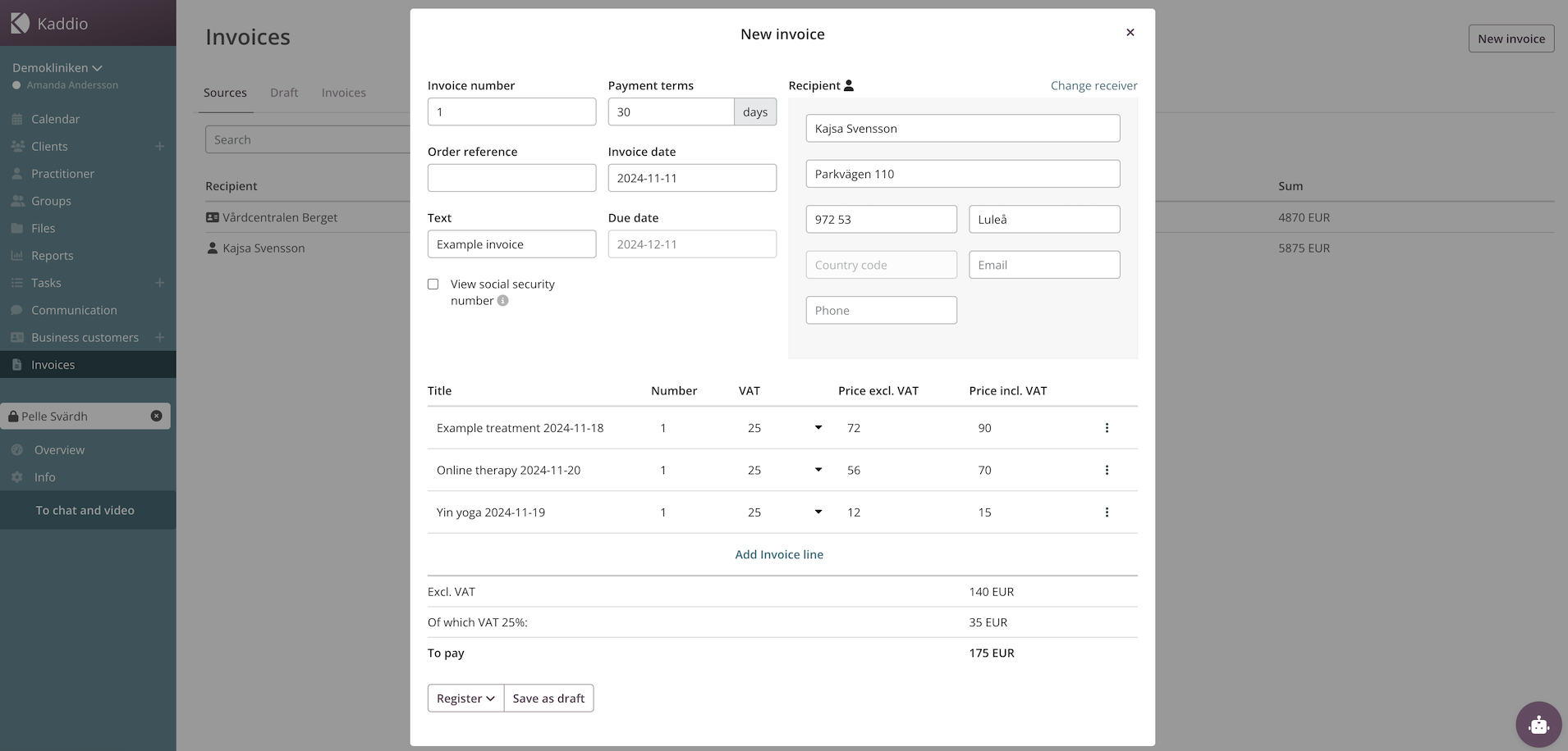 Kaddio invoicing